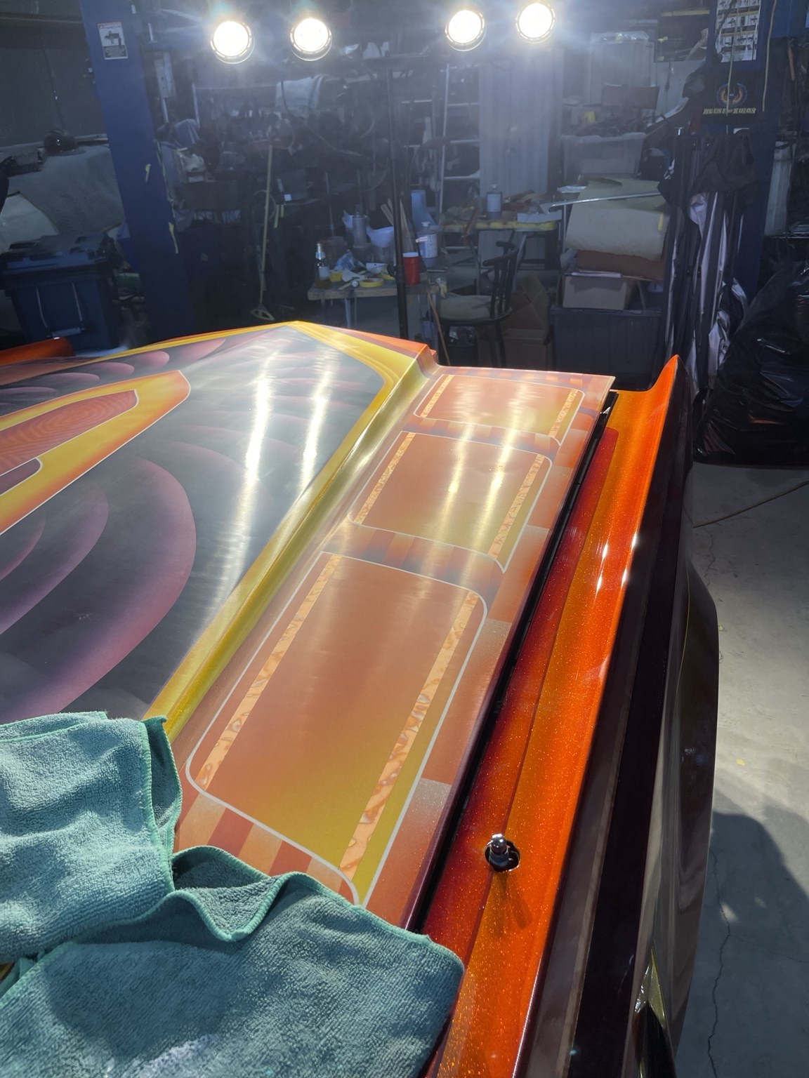 Custom Lincoln: hood paint close-up